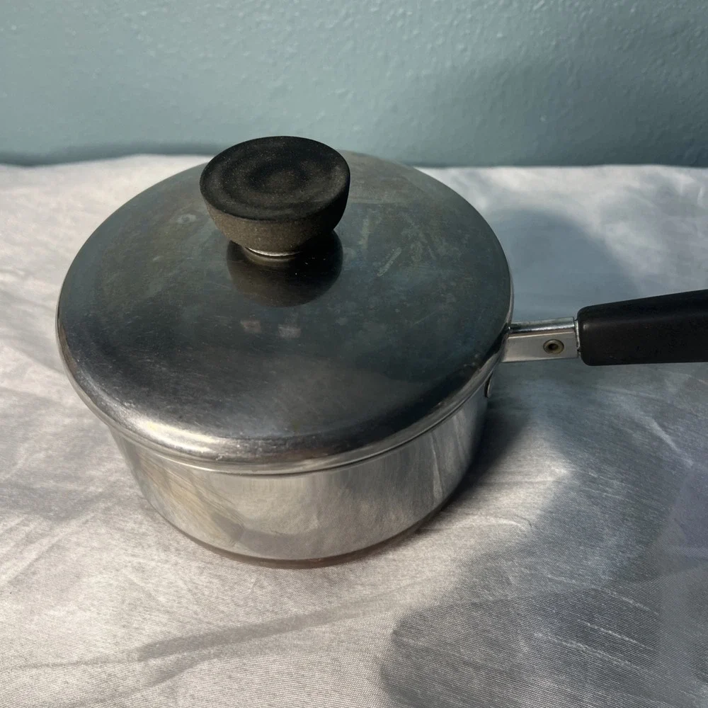Vintage‎ Revere Ware 1801 Saucepan 1 Qt with Lid Copper Clad Bottom USA